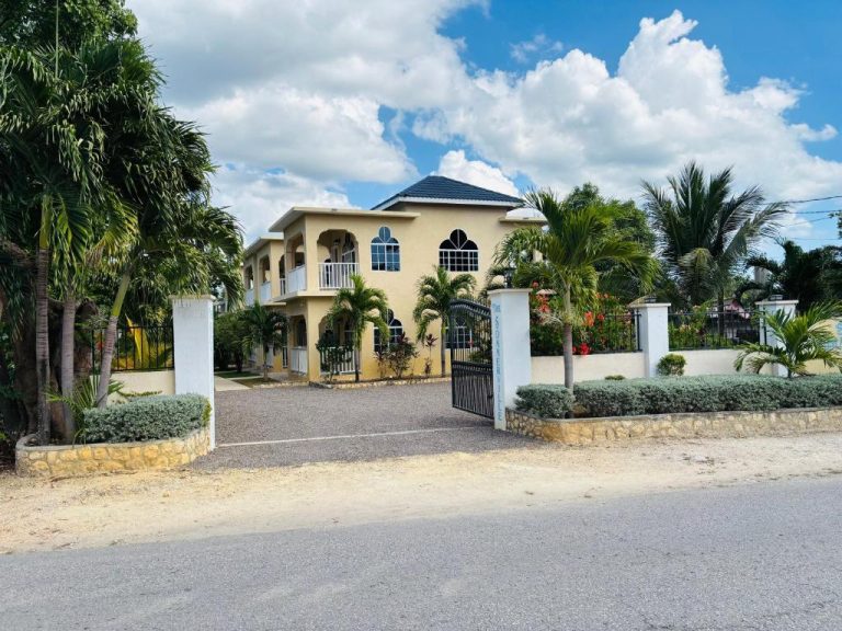 Fachada exterior y entrada principal con verja de Sommerville Resorts rodeada de palmeras tropicales