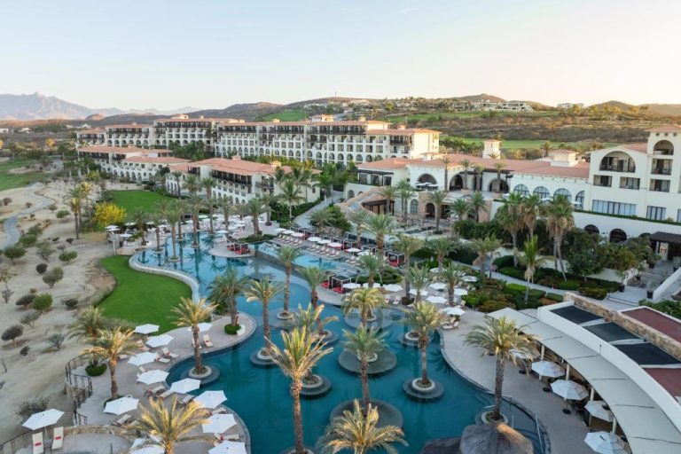 Piscina laguna con palmeras y tumbonas del Secrets Puerto Los Cabos Golf & Spa adults only en México