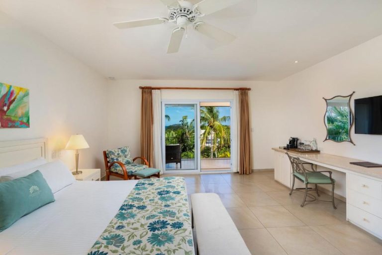 Habitación deluxe con terraza y vistas a palmeras en Jardin del Eden Boutique Hotel