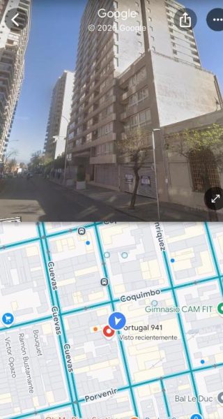 Fachada exterior del apartamento Lindo y Cómodo en Santiago Centro con edificios modernos y calle tranquila