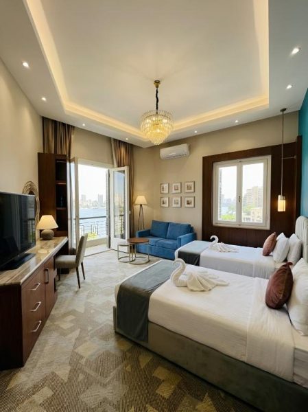 Habitación doble de lujo con vista al Nilo en Garden Hotel El Tahrir Downtown de El Cairo