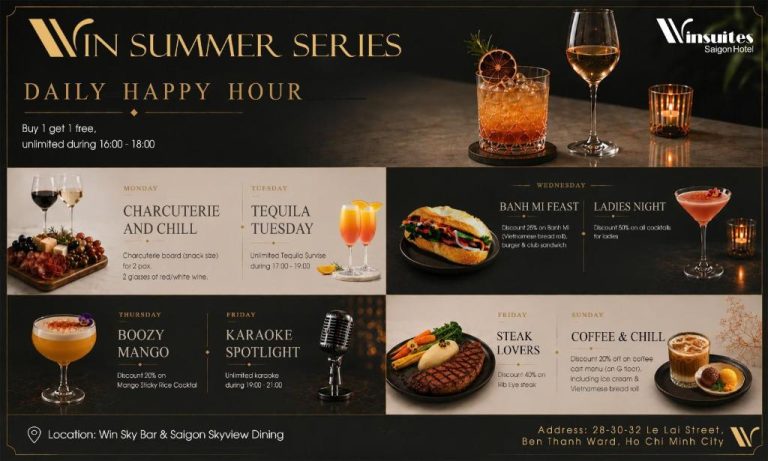 Promociones de Happy Hour y cócteles del Win Summer Series en Winsuites Saigon Hotel, Ho Chi Minh