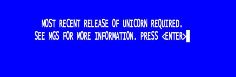 Pantalla de error de sistema en JW Marriott Marquis Miami con mensaje de actualización requerida