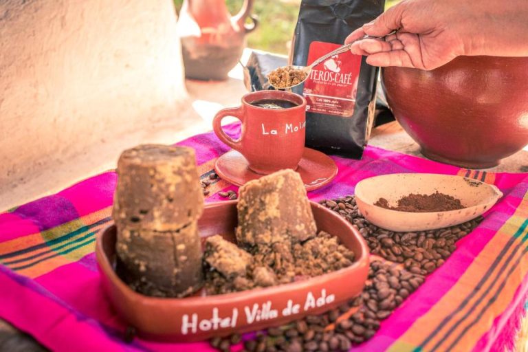 Degustación de café artesanal con piloncillo y granos de cacao en Hotel de Campo Villa de Ada