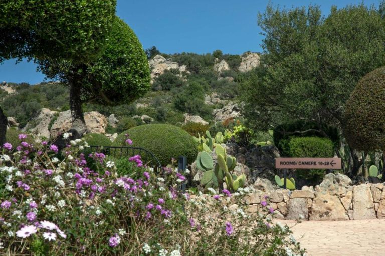 Jardines mediterráneos con cactus y flores del Sulià House Porto Rotondo, Curio Collection by Hilton