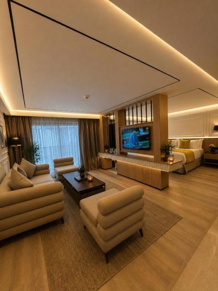 Suite de lujo con salón y dormitorio integrado en L'Adresse Boutique Hotel & Spa Tanger