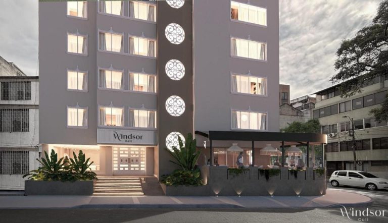 Fachada exterior e ingreso principal del Hotel Windsor Cali con restaurante y diseño moderno